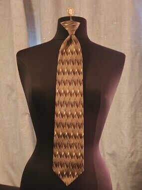 70s CLIP ON Stafford Gold Textured Diamond-Pattern Tie